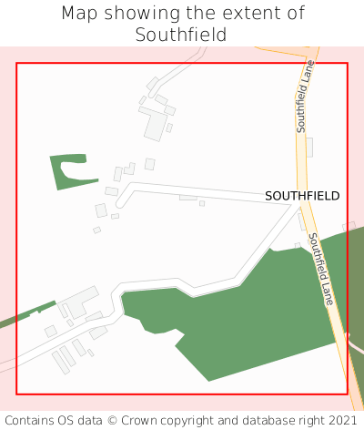 Map showing extent of Southfield as bounding box