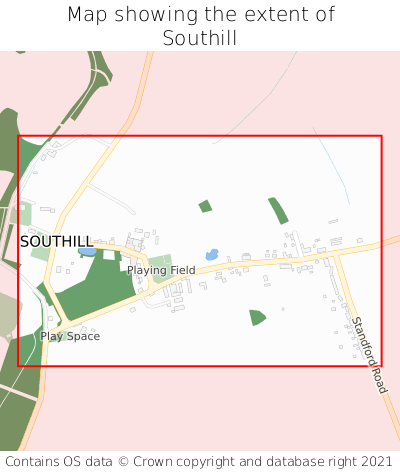 Map showing extent of Southill as bounding box