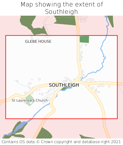 Map showing extent of Southleigh as bounding box