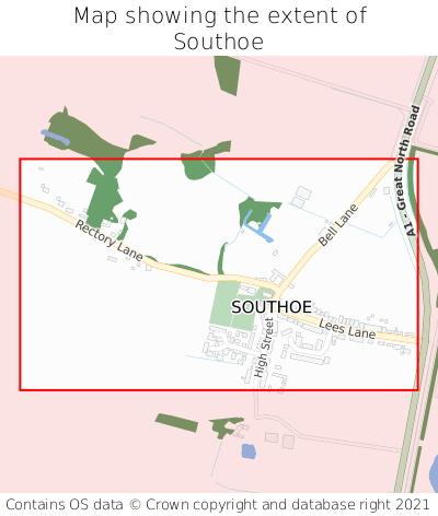 Map showing extent of Southoe as bounding box