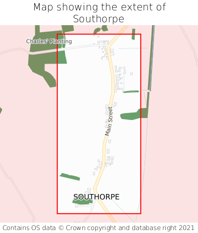 Map showing extent of Southorpe as bounding box