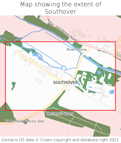 Map showing extent of Southover as bounding box