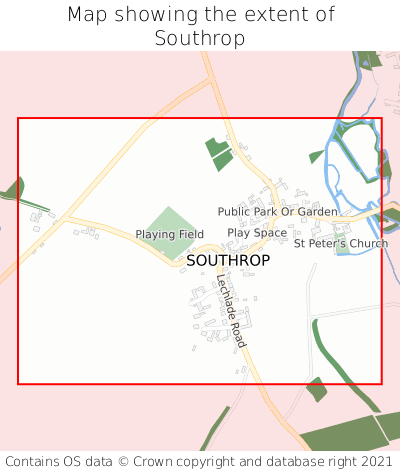 Map showing extent of Southrop as bounding box