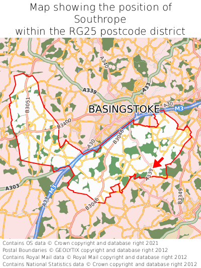 Map showing location of Southrope within RG25