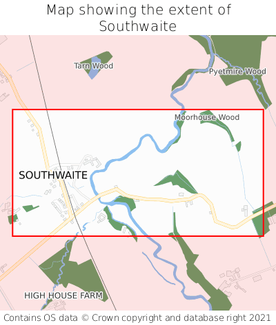 Map showing extent of Southwaite as bounding box