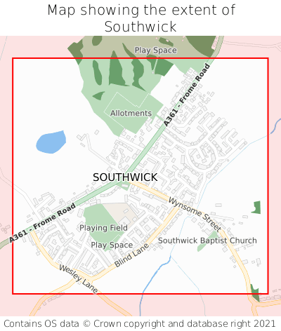 Map showing extent of Southwick as bounding box
