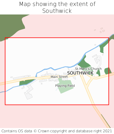 Map showing extent of Southwick as bounding box