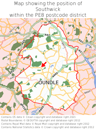 Map showing location of Southwick within PE8