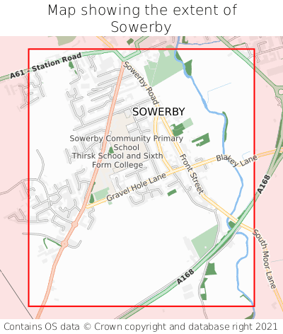 Map showing extent of Sowerby as bounding box