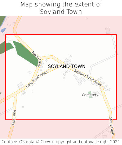 Map showing extent of Soyland Town as bounding box