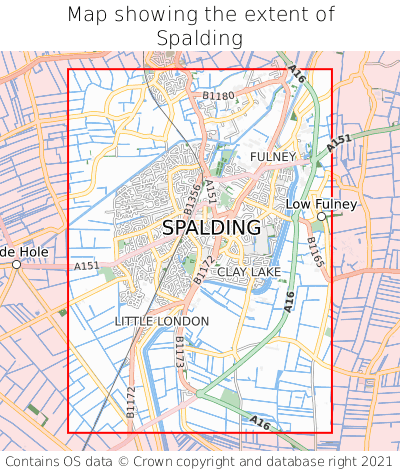 Map showing extent of Spalding as bounding box