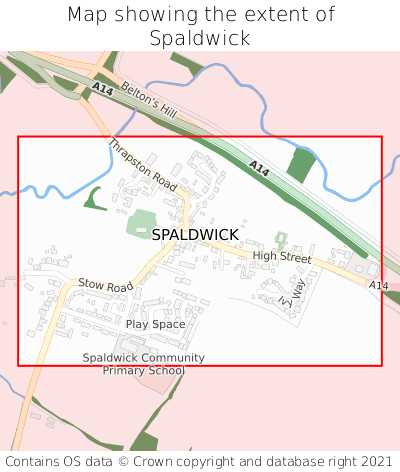 Map showing extent of Spaldwick as bounding box