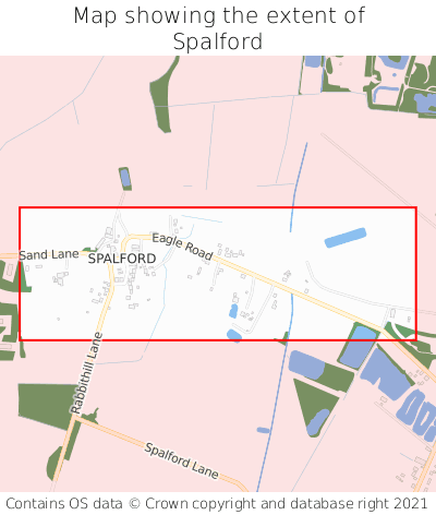 Map showing extent of Spalford as bounding box