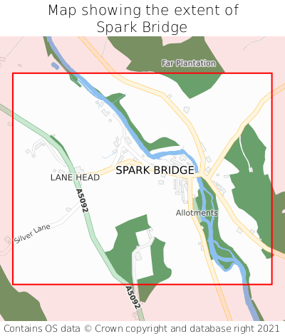 Map showing extent of Spark Bridge as bounding box