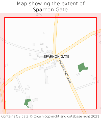 Map showing extent of Sparnon Gate as bounding box