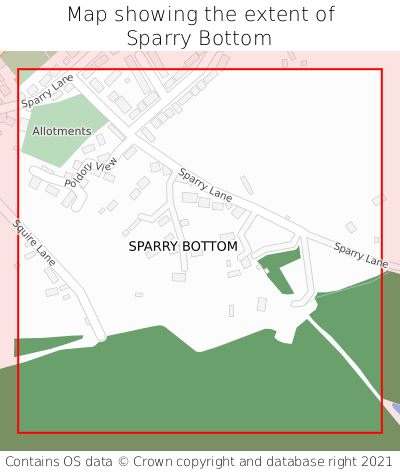 Map showing extent of Sparry Bottom as bounding box