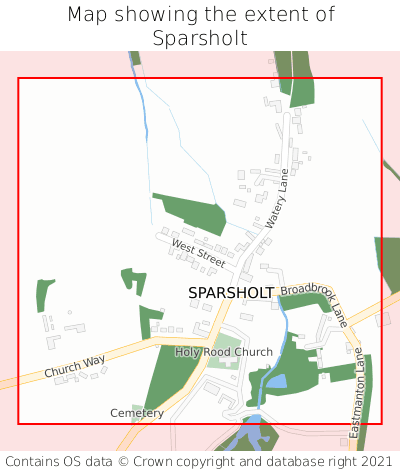 Map showing extent of Sparsholt as bounding box