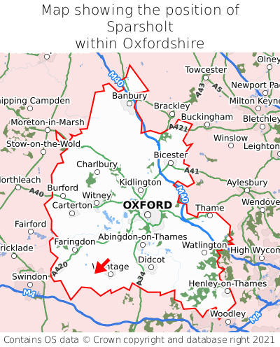 Map showing location of Sparsholt within Oxfordshire