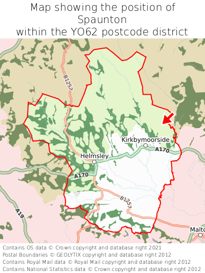 Map showing location of Spaunton within YO62