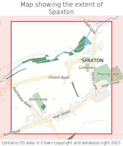 Map showing extent of Spaxton as bounding box