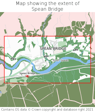 Map showing extent of Spean Bridge as bounding box