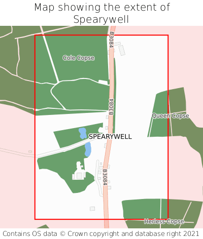 Map showing extent of Spearywell as bounding box