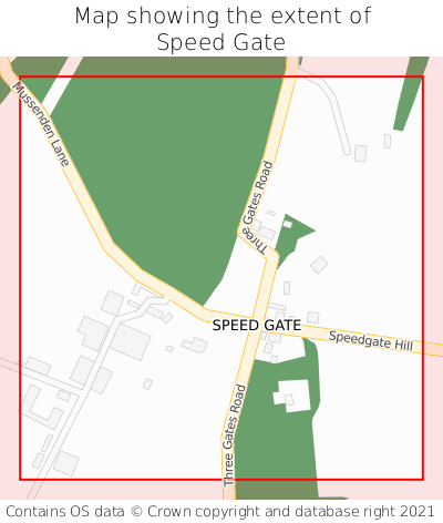 Map showing extent of Speed Gate as bounding box