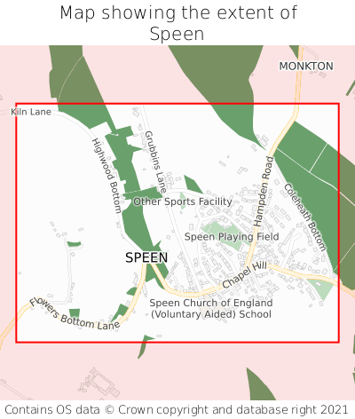 Map showing extent of Speen as bounding box