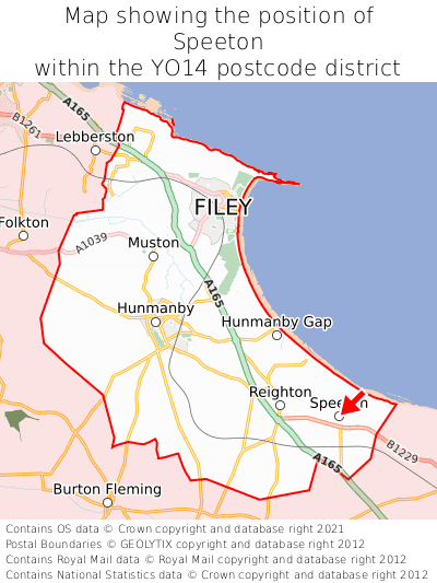 Map showing location of Speeton within YO14