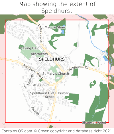 Map showing extent of Speldhurst as bounding box