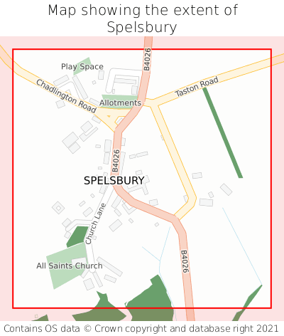 Map showing extent of Spelsbury as bounding box