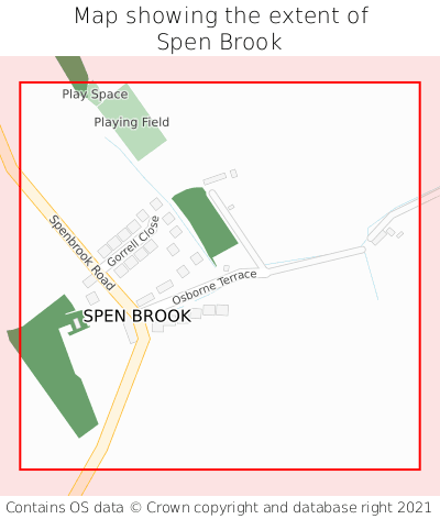 Map showing extent of Spen Brook as bounding box