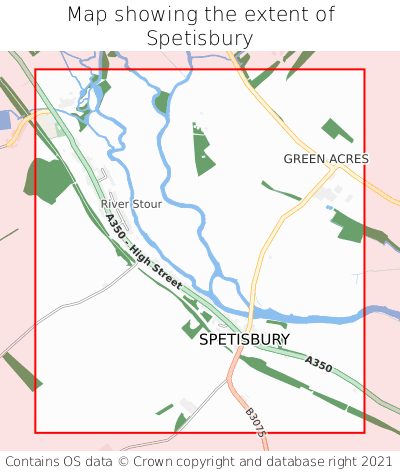 Map showing extent of Spetisbury as bounding box