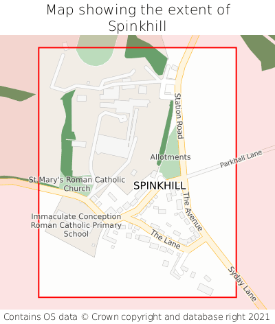 Map showing extent of Spinkhill as bounding box