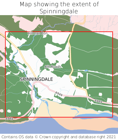 Map showing extent of Spinningdale as bounding box