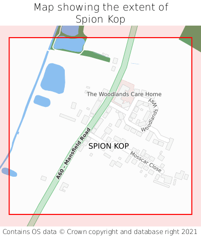 Map showing extent of Spion Kop as bounding box