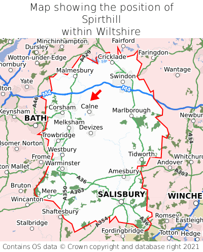 Map showing location of Spirthill within Wiltshire