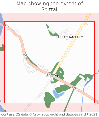 Map showing extent of Spittal as bounding box