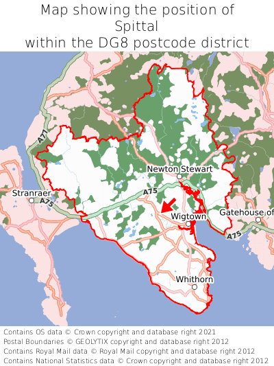 Map showing location of Spittal within DG8