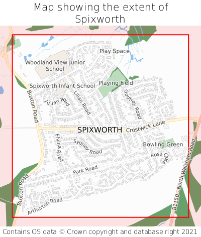 Map showing extent of Spixworth as bounding box