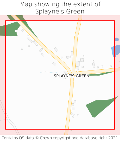 Map showing extent of Splayne's Green as bounding box