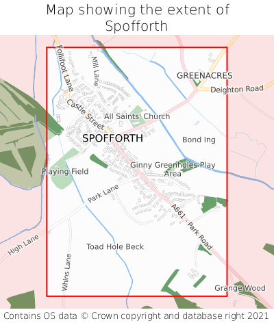 Map showing extent of Spofforth as bounding box