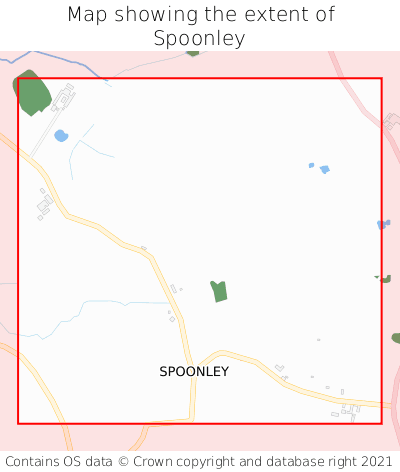 Map showing extent of Spoonley as bounding box