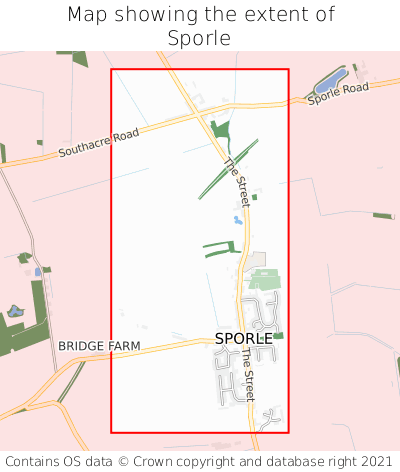 Map showing extent of Sporle as bounding box