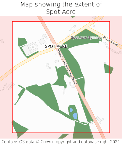 Map showing extent of Spot Acre as bounding box