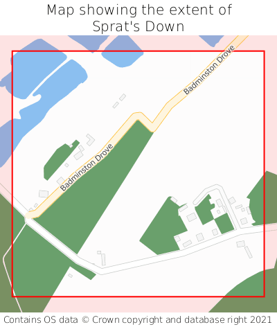 Map showing extent of Sprat's Down as bounding box