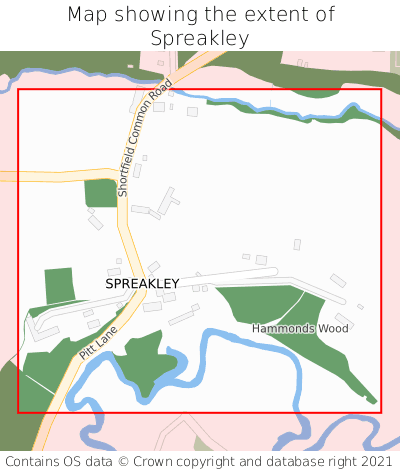Map showing extent of Spreakley as bounding box