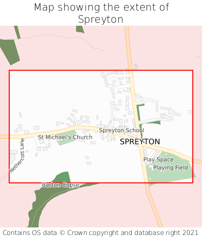 Map showing extent of Spreyton as bounding box