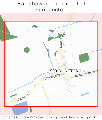 Map showing extent of Spridlington as bounding box