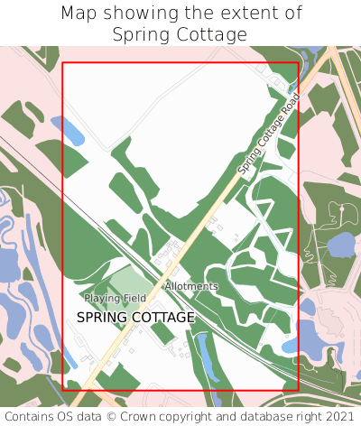 Map showing extent of Spring Cottage as bounding box